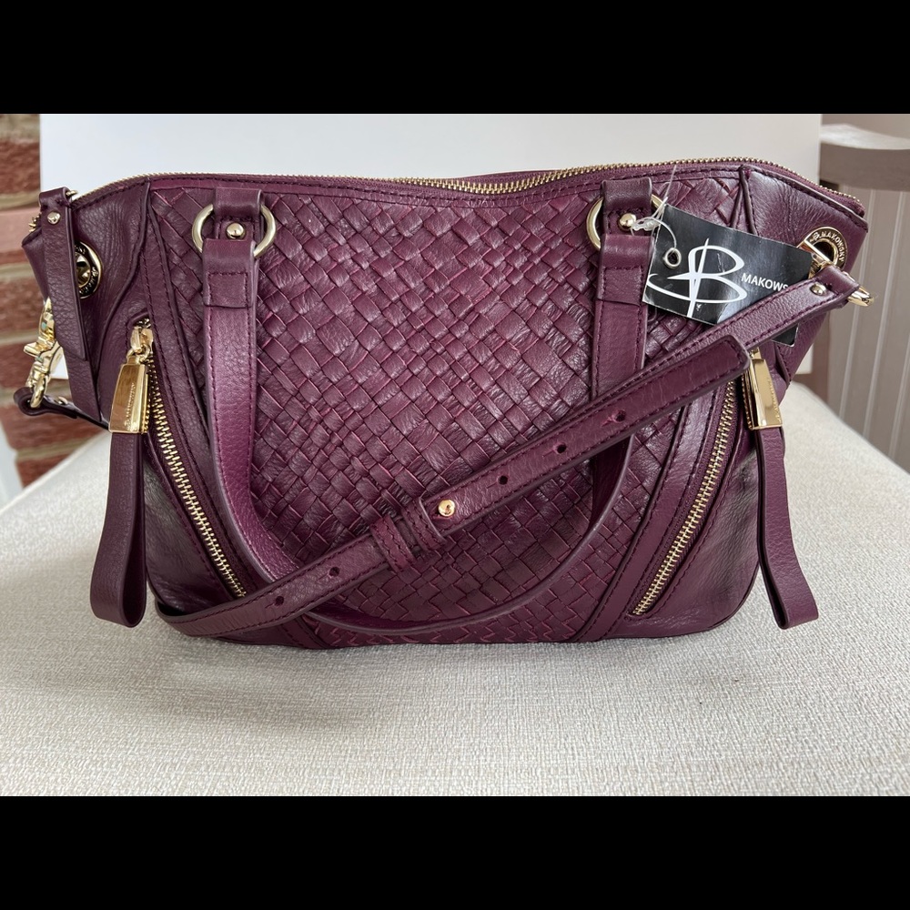 B Makowsky Burgundy Crossbody
